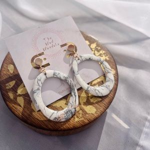 Faux Marbled Polymer Clay Abstract Hoop Earrings